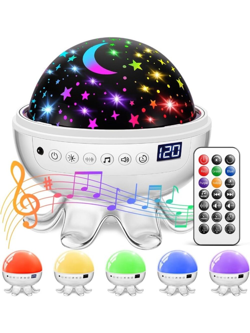 Soothing Baby Sound Machine & Night Light Projector with 30 Sounds, 31 Colors